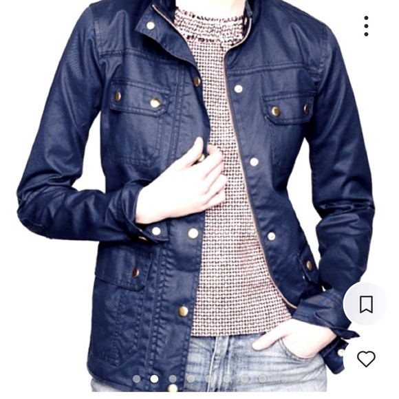 J. Crew Jackets & Blazers - J. Crew downtown girls jacket in navy waxed cotton - medium tall